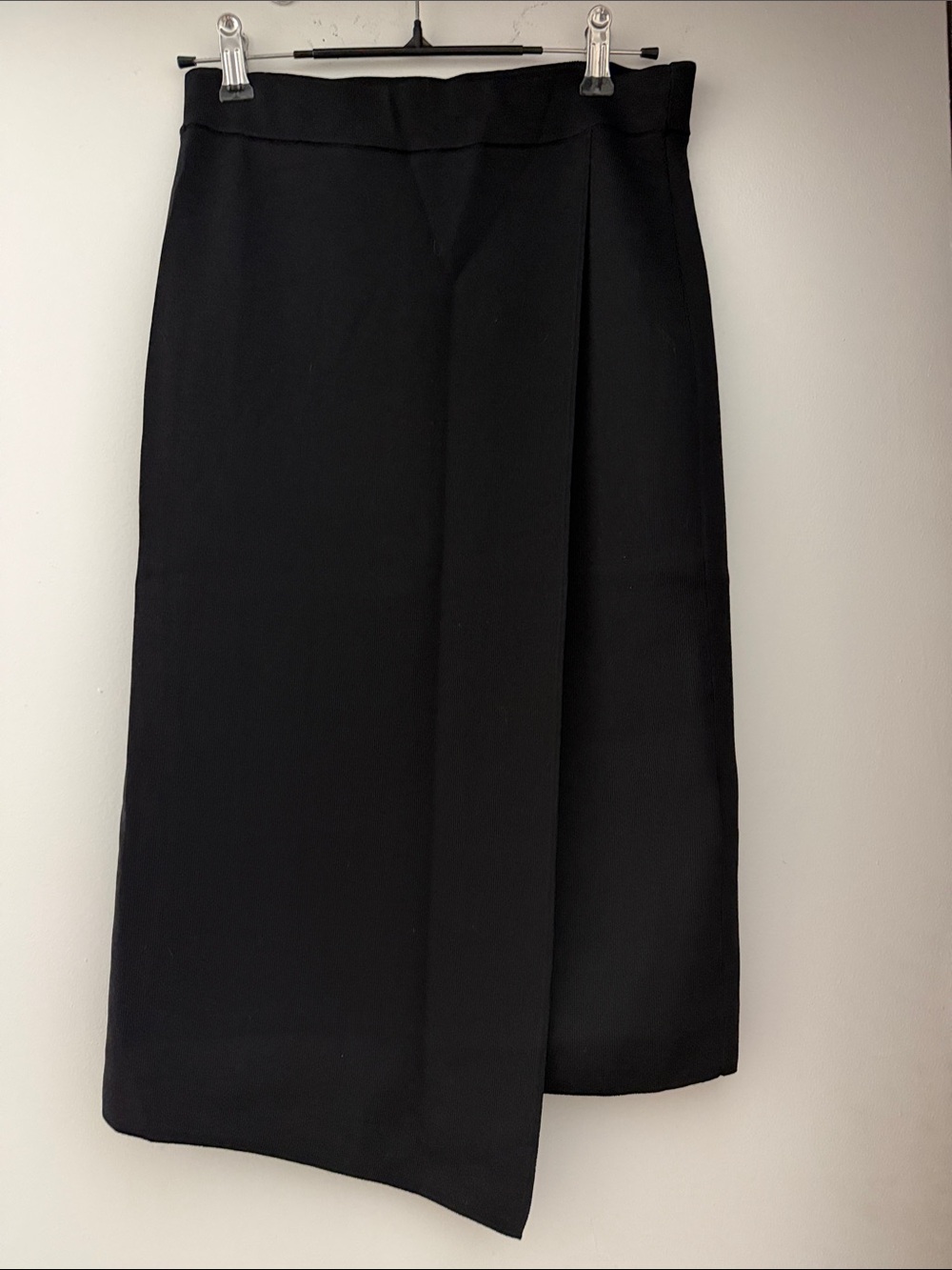 Reiss Black Asymmetric Midi Skirt
